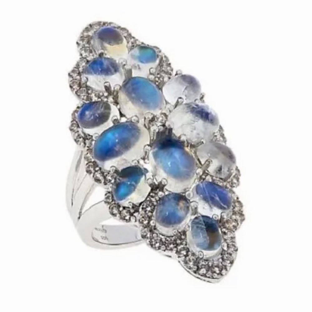 SOLD Colleen Lopez Sterling Silver
Moonstone & White Zircon Statement Ring - Picture 2 of 8
